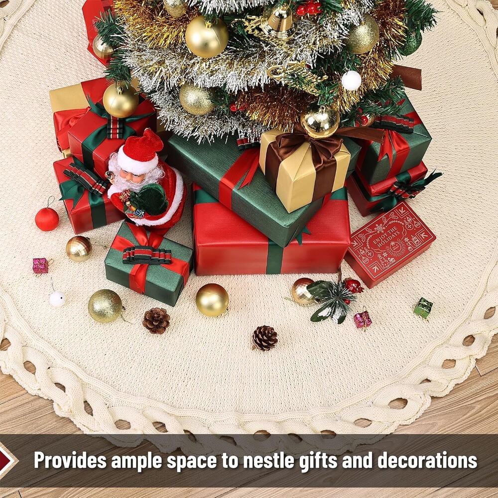 Mr. Pen Christmas Tree Skirt - 36 Inch Knitted Xmas Tree Skirt